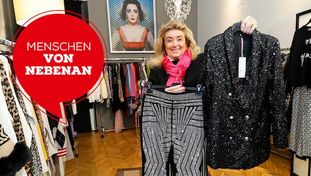 The 75-year-old describes herself as a colorful bird. When a customer walks in the door, she immediately knows what she is "missing" - in a fashion sense. It's often colors. (Bild: Krone KREATIV/Reinhard Holl)