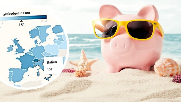 Where is the cheapest place to vacation? Take a look at the atlas with us! (Bild: Stock Adobe, Krone KREATIV)