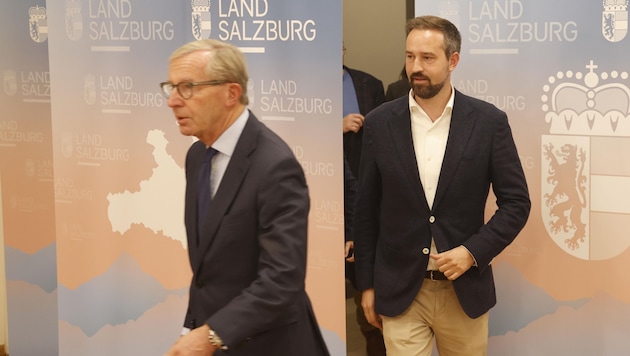 Politik in Bedrängnis: Haslauer und Schnöll beruhigen. (Bild: Tschepp Markus)