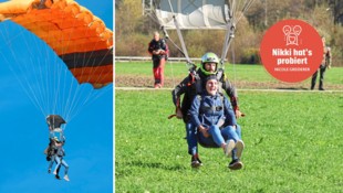 „Krone“-Redakteurin Nicole Greiderer hat einen Fallschirmsprung gewagt.