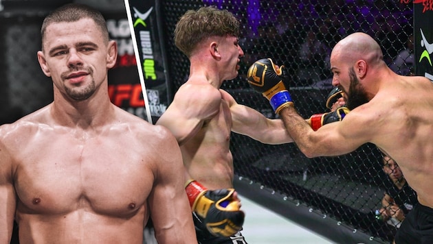 Bogdan Grad (left) was the first Styrian to make it into the UFC. Now he is also keeping his fingers crossed for young talents like Sebastian Tomaschitz (center). (Bild: Rene Bakodi Photography, Mario Maindl Photography, Krone KREATIV)