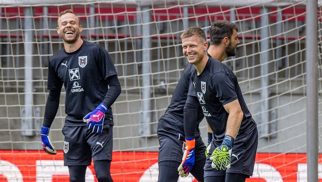 Patrick Pentz (front right) expects a challenging game against Kazakhstan. (Bild: GEPA/GEPA pictures)