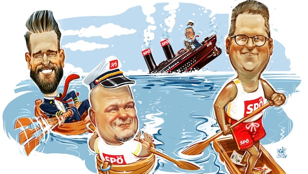 This is how "Krone" cartoonist Milan A. Ilic sees the situation in the SPÖ. (Bild: Milan Ilic)