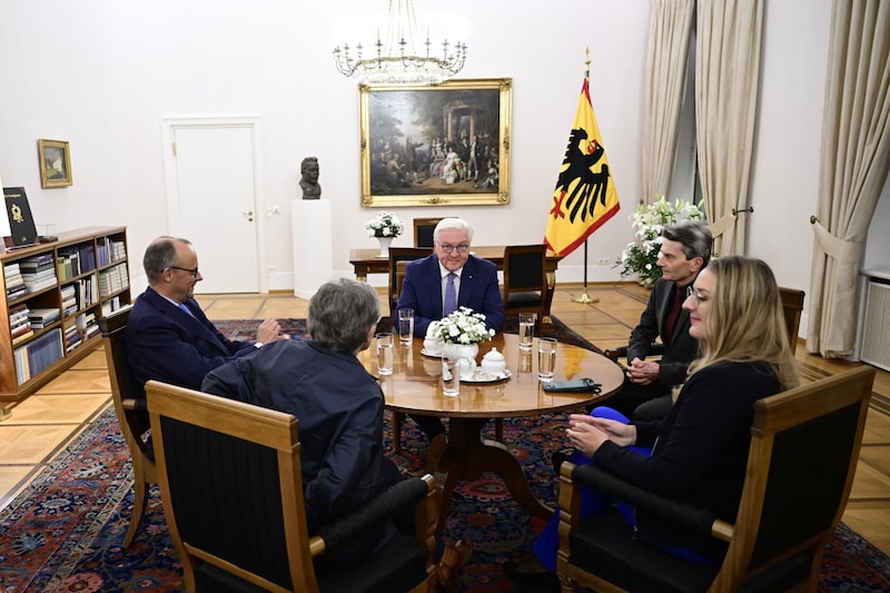 Steinmeier empfing die Fraktionsvorsitzenden der SPD, Grünen und CDU. (Bild: AFP/John MACDOUGALL)