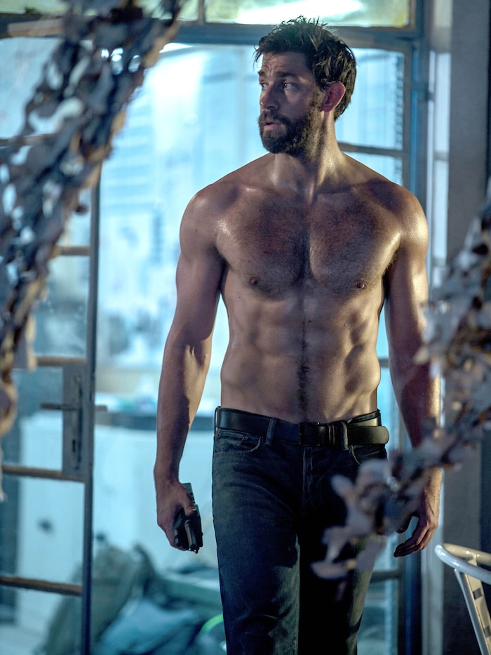 John Krasinski flexed his muscles in the film "13 Hours", among others.
