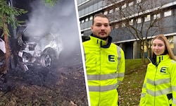Die beiden Mitarbeiter der Energie Steiermark fuhren zum richtigen Zeitpunkt am Unfallort ...