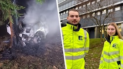 Die beiden Mitarbeiter der Energie Steiermark fuhren zum richtigen Zeitpunkt am Unfallort ...