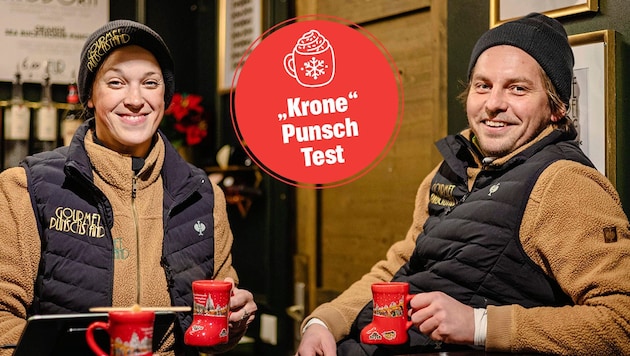 Anna and Yannick sell the gourmet punch, the bestseller is the classic orange punch. (Bild: Krone KREATIV/Mario Urbantschitsch )