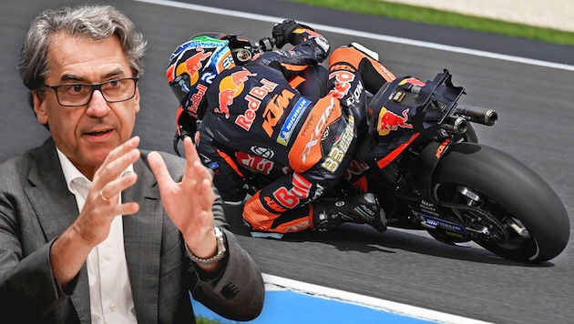 Motorradhersteller KTM – hier Eigentümer Stefan Pierer – steht unter gewaltigem Druck. Der Finanzierungsbedarf ist groß. (Bild: Krone KREATIV/EXPA, Markus Wenzel)