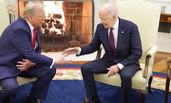 Donald Trump und Joe Biden machen nach Trumps Wahlsieg im November 2024 gute Miene zum bösen ...