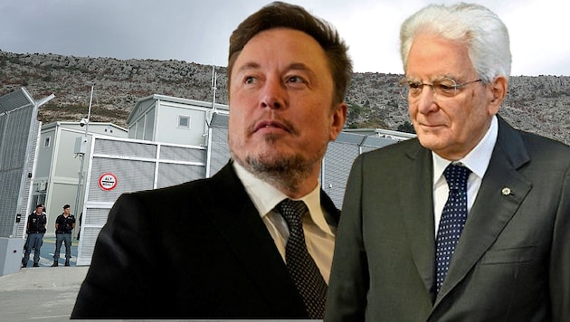 Italian President Sergio Mattarella has reacted to tech billionaire Elon Musk's repeated criticism of the Mediterranean country's migration policy. (Bild: Krone KREATIV/AFP/EVARISTO SA, AFP/Stefani Reynolds, AFP/Adnan Beci)