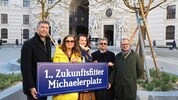 City-Bezirkschef Markus Figl (ÖVP), Stadträtin Ulli Sima (SPÖ), Gemeinderätin Selma Arapovic ...