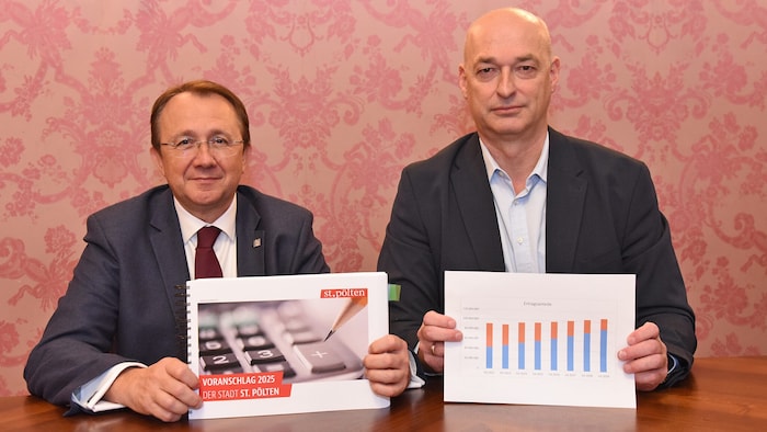 Bürgermeister Matthias Stadler (li.) und Thomas Wolfsberger, Leiter der Finanzverwaltung