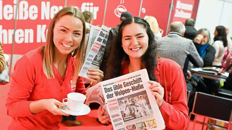 Hot coffee and the best news are available at the "Krone" stand in exhibition hall 5. (Bild: Evelyn Hronek/EVELYN HRONEK)