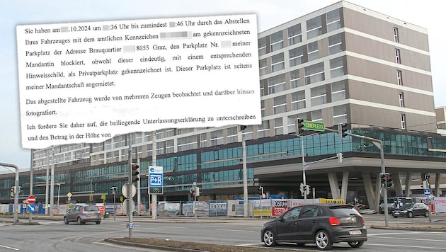 Here in Graz's Brauquartier is the bone of contention, a privately rented parking space. (Bild: Krone KREATIV/Christian Jauschowetz, zVg)