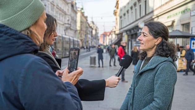 Sandra Krautwaschl in an interview with the "Krone" newspaper (Bild: Juergen Fuchs)