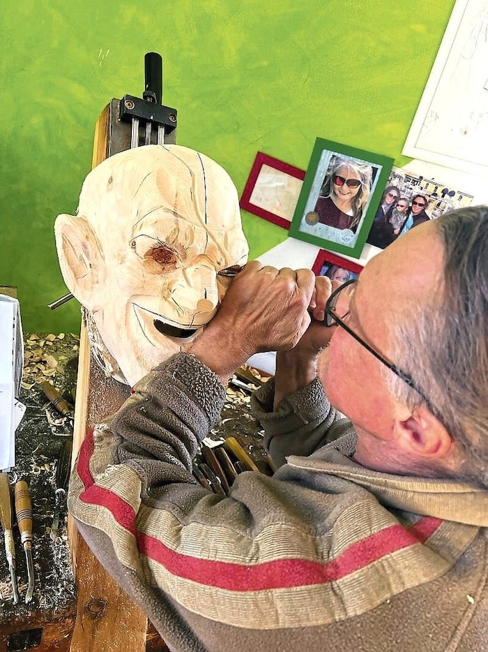 Inside his workshop in Patergassen, the masks are finally given their finishing touches.