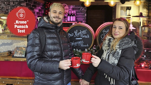 Rafael (27) and Valentina (31) from Trento (Italy) enjoy their punch. "The atmosphere here is magical. Although the prices are more expensive than here in Italy. But it's fine for a weekend." (Bild: Krone KREATIV/Zwefo)