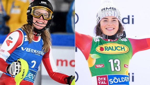 Katharina Liensberger (li.), Julia Scheib (Bild: AP/APA, AFP, AP)