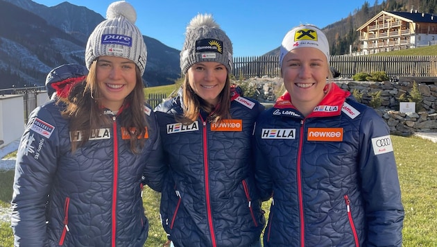 Salzburg trio in the A squad: Anna Andexer, Kristina Oberthaler and Lea Rothschopf (from left). (Bild: Ski Austria/Weber)