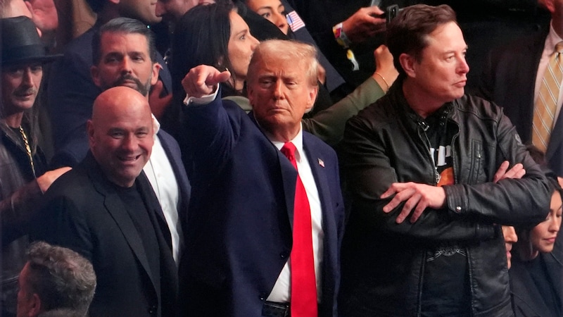 Dana White, Donald Trum und Elon Musk (v.l.n.r.) (Bild: AP ( via APA) Austria Presse Agentur/ASSOCIATED PRESS)