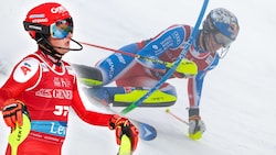 Clement Noel (r.) gewann den Slalom in Levi, Adrian Pertl landete als bester Österreicher auf Rang 15. (Bild: GEPA/GEPA pictures)