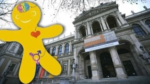 An der Universität Wien geht das Gender-Lebkuchenmännchen um. (Bild: zVg, APA/GEORG HOCHMUTH, Krone KREATIV)