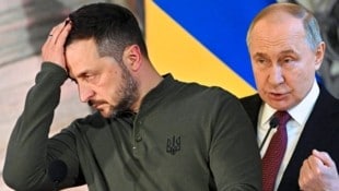 Von links: Der ukrainische Präsident Wolodymyr Selenskyj und Russlands Präsident Wladimir Putin