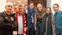 Satans Bratan mit Sportminister Werner Kogler (linkes Bild); Dominic Thiem mit Freundin Lili, Lena Millonig und Moritz Thiem (v. li.). (Bild: Urbantschitsch Mario/Mario Urbantschitsch)