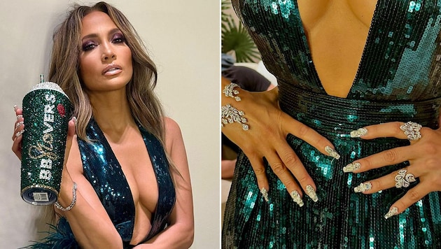 Jennifer Lopez presented her opulent nail design on Instagram. (Bild: instagram.com/jlo)