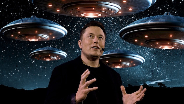 Sorgt für immer mehr UFO-Sichtungen: Tech-Unternehmer Elon Musk, der reichste Mann der Welt. (Bild: Krone KREATIV/AFP/Eric Piermont, stock.adobe.com)