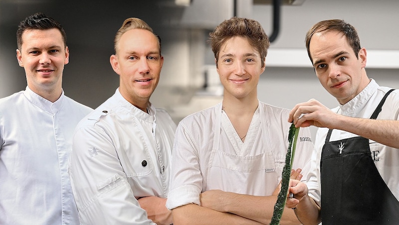 Awarded four toques: Lukas Kienbauer, Manuel Grabner, Pascal Dallarosa and Klemens Gold (from left to right). (Bild: Krone KREATIV/Markus Wenzel (2), Pascal Dallarosa, Holzpoldl)