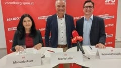 Die drei Landtagsabgeordneten der SPÖ, Manuela Auer, Mario Leiter und Reinhold Einwallner, sind nicht glücklich mit dem Regierungsprogramm. (Bild: SPÖ Vorarlberg)