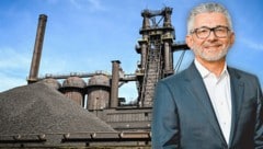 Die voestalpine – hier Chef Herbert Eibensteiner – hat sich auf Gas-Engpässe vorbereitet. Guter Dinge ist man auch mit Blick auf die Forderung ans Finanzamt wegen zu viel bezahlter Steuern. (Bild: Krone KREATIV/Markus Wenzel (2))