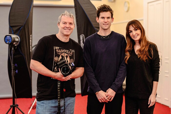 Manfred (left) and Nelly Baumann with former tennis pro Dominic Thiem.