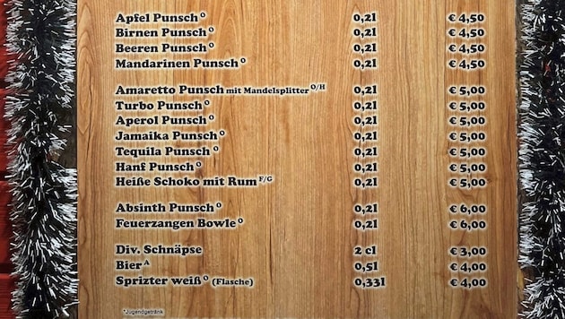 The drinks prices are moderate. (Bild: Martina Münzer)