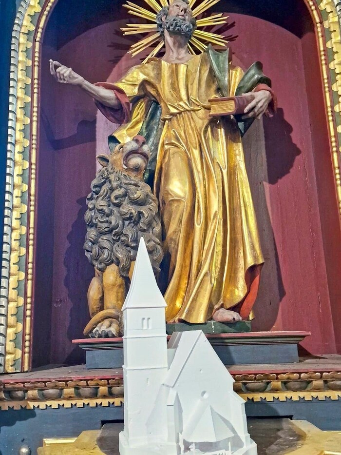 The 3D model of the church is located in St. Marxen church