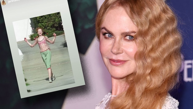 Nicole Kidman spricht darüber, dass sie ihren Fans bereits einige „Meme-reife“ Fotos geliefert hat – und verrät die Wahrheit hinter ihrem „Scheidungs-Meme“. (Bild: Krone KREATIV/APA/Getty Images via AFP/GETTY IMAGES/Arturo Holmes, instagram.com/jennadewan)