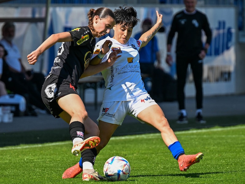 Altach's Selina Albrecht and Dornbirn's Marta Vidal are already fired up for the Ländle derby. (Bild: GEPA pictures)