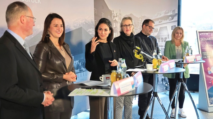 Stellten das Programm vor: Christian Mayerhofer (GF CMI), LR Astrid Mair, Sebiye Cara ...