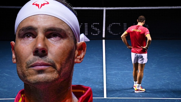 Rafael Nadal's career is over after Spain's early Davis Cup exit. (Bild: AFP/JORGE GUERRERO, AP/Manu Fernandez)