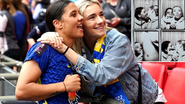 Sam Kerr (left) and her partner Kristie Mewis are expecting a child. (Bild: AP/John Walton, instagram.com/samanthakerr20)