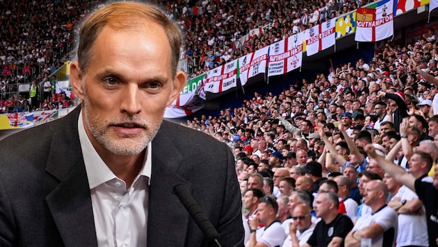 Ein verbotenes Lied der englischen Fans sorgt für Aufregung – wegen Tuchel? (Bild: APA/AFP/INA FASSBENDER, ASSOCIATED PRESS)