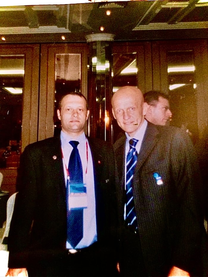Papa Ristoskov (left) with Pierluigi Collina.