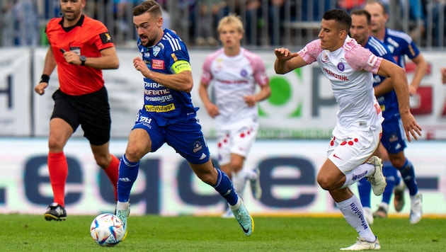 Hartberg captain Jürgen Heil meets his Styrian counterpart at Austria: Manfred Fischer. (Bild: GEPA/GEPA pictures)