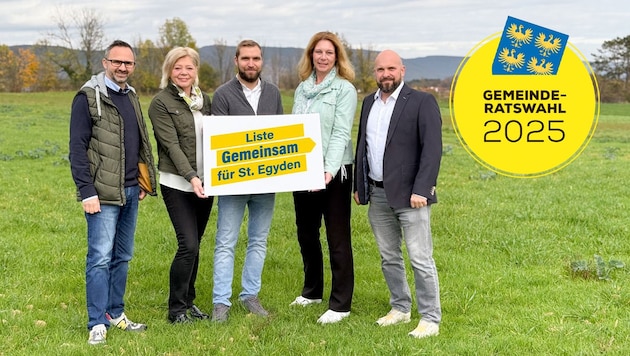 Balint Gazdag, Christa Tisch, Richard Winkler, Sabine Samel-Holzer and Stefan Wagner are challenging the current ÖVP mayor. (Bild: Krone KREATIV/ZVG)