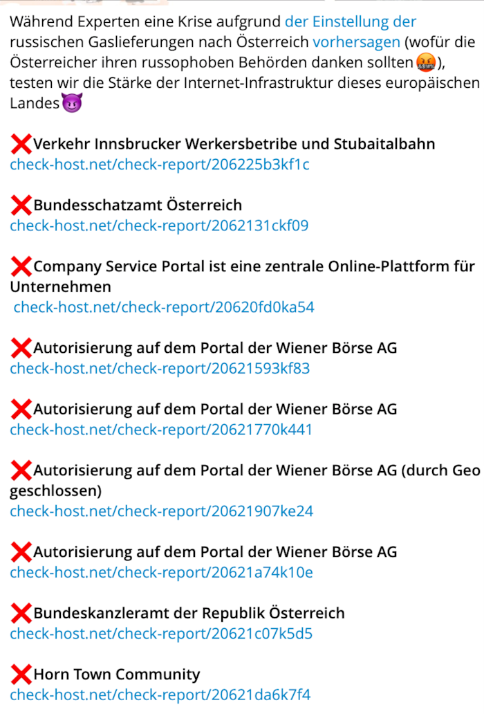 Via Telegram wird zum Angriff auf Österreichs Behörden und Firmen geblasen.