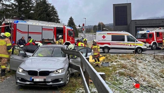 Die Unfallstelle in Köstendorf (Bild: FF Köstendorf)