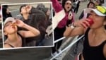 Zuschauer und Freunde versorgten die US-Amerikanerin mit alkoholischen Getränken. (Bild: tiktok, krone.at-grafik)