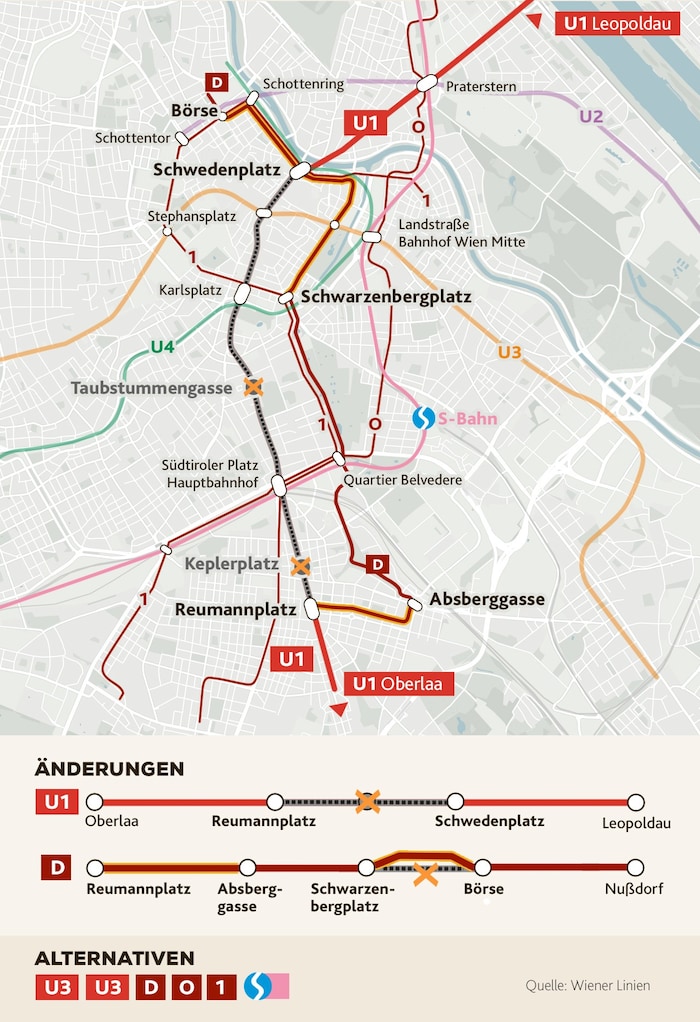 Ab 21.11. Betriebsbeginn: Die Linie D ist bis Reumannplatz verlängert. Sie fährt auf einer ...